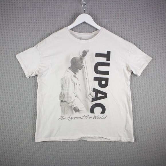 2Pac Graphic Tee Mens White Medium Rap Hip Hop - Picture 1 of 8